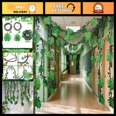 27 Pcs Jungle Vines Decorations – 10ft Artificial Rattans & Palm Leaves for Safa