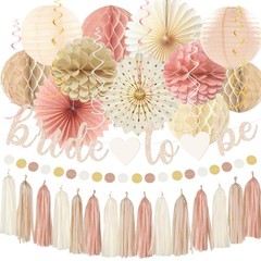 Boho Pink Bridal Shower Decorations, Champagne-Gold Bride To Be Banner Bachel…