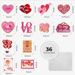 12pc Valentines Heart Cutouts Double Sided Classroom Decoration with Glue Points