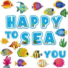 Tropical Fish Cutouts, Ocean Theme Party Decor, Multicolor Bulletin Board