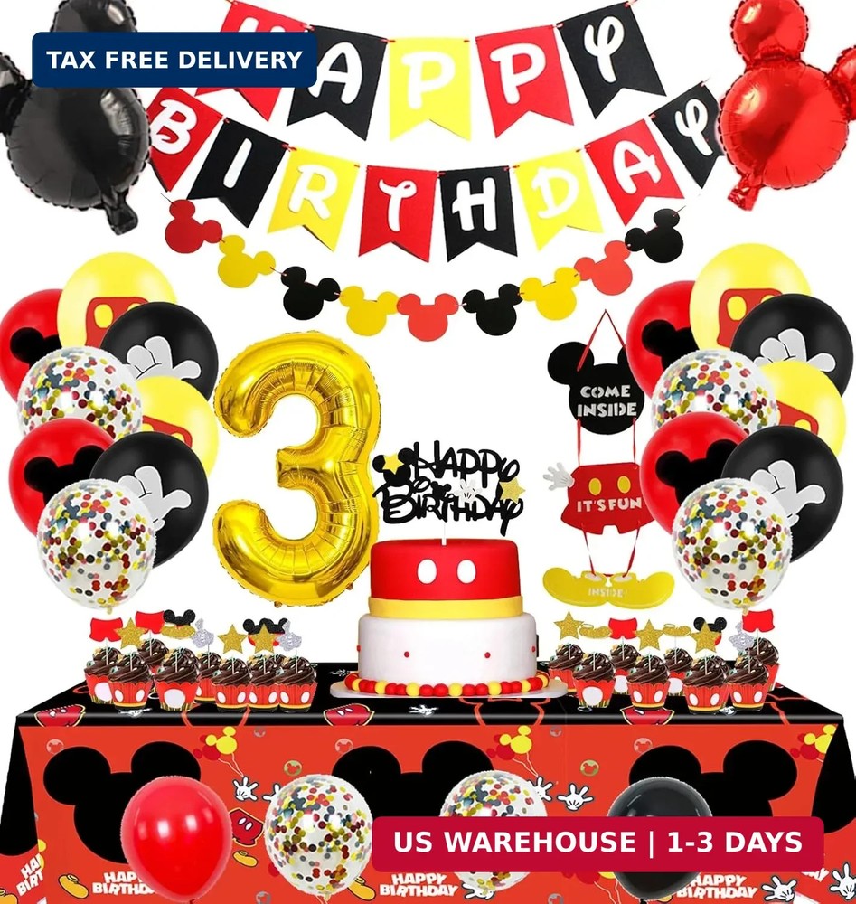 Cartoon 3rd Birthday Party Decorations – 3 Years Old Boy Party Supplies Includes