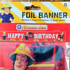 Amscan Fire Fighter Dept Truck Fireman SAM Happy Birthday Party Foil Banner 5 Yd