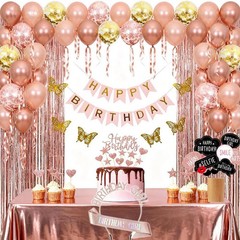 Rose Gold Birthday Decorations for Women and Girls, Rose Gold Party Decorations