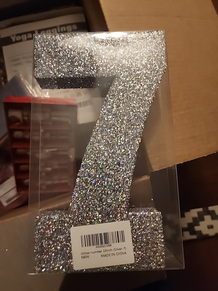 10 Inch Silv Glitter Number Sign 7 Birthday DecorationsBirthday Anniversary C…
