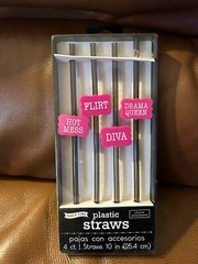 Party Time 4 pack Plastic Straws with Silicone Hot Mess Flirt Diva Drama Queen