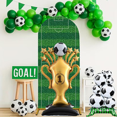 3PCS Soccer Party Decorations – Large Soccer & Trophy Foil Balloon Set, Sports/B