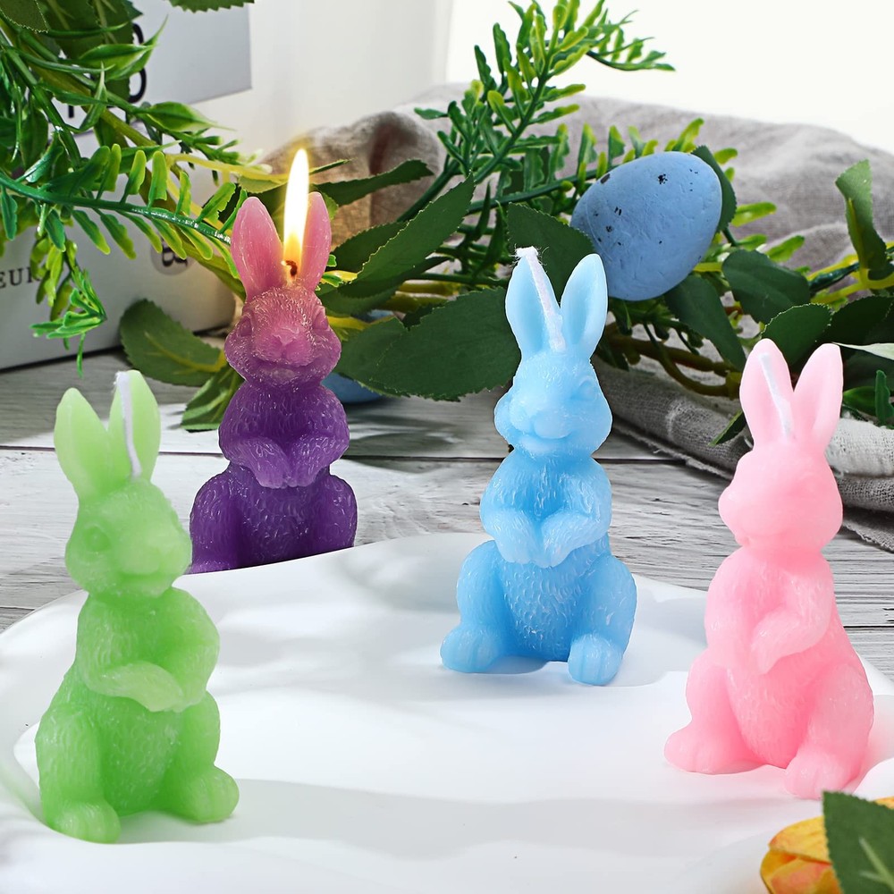 4 Pcs Easter Bunny Candles Gift Set Rabbit Shape Spring Candles for Easter Bunny