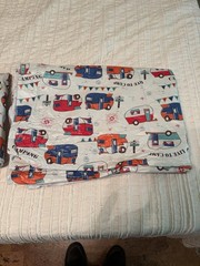 2- Retro Camping RV Tablecloths, Flannel Back