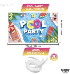 New Pool Party Backdrop Swimming Photo Background Banner Prop Decor 72”x44”