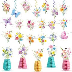 14PCS Spring Wildflower Party Decorations Wild Purple, Yellow, Pink, Blue