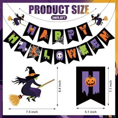 Halloween Party Decorations Banner Ghost Pumpkin Witches Hanging Swirls