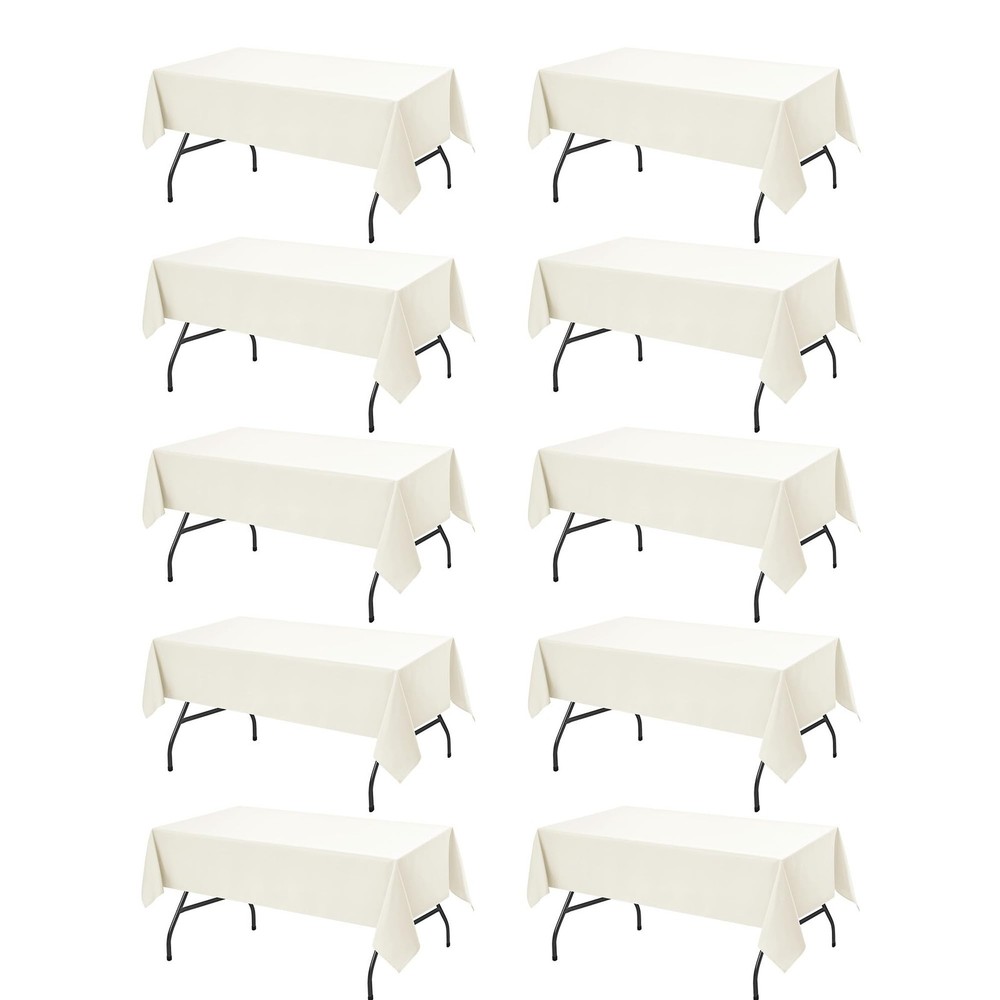 10-Pack Ivory Tablecloths for Rectangle Tables, 60 x 102 Inches, Stain-Resist…