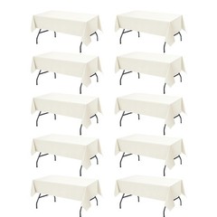 10-Pack Ivory Tablecloths for Rectangle Tables, 60 x 102 Inches, Stain-Resist…