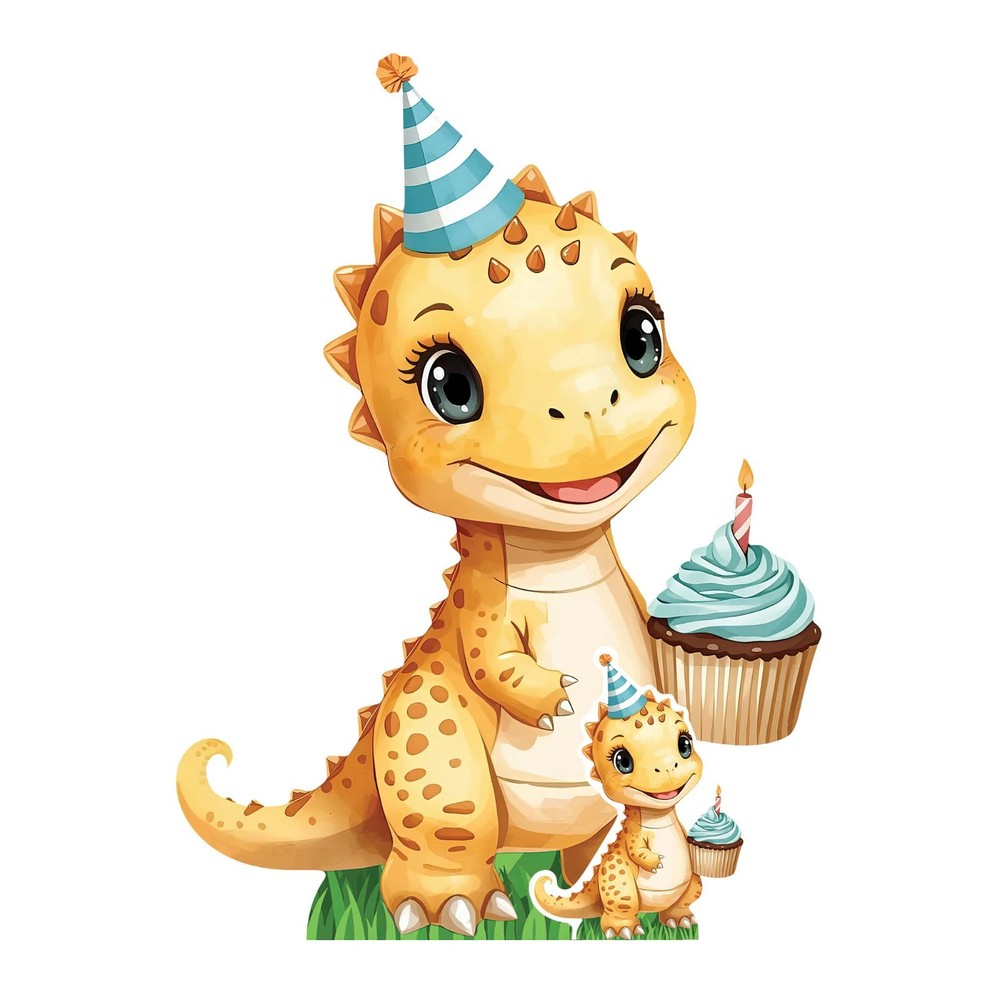 Baby Tyrannosaurus Dinosaur Cardboard Cutout with Free Cute Cartoon Mini Standee