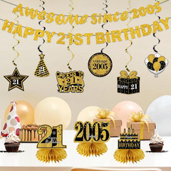 11Pcs 21St Birthday Decorations Kit for Men Women, Black Gold Happy 21St Birthda