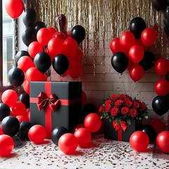 Red and Black Balloons 100 Pack 12 Inch Red Black Extra Thick Latex Party Bal…