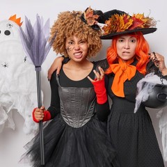 Fancy Dress Broom Halloween Rotating Witch Flying , Small Children’s