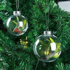 16 Pcs Clear Plastic Fillable Christmas Baubles Ornament, 2.36Inch