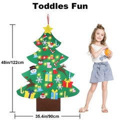 4FT DIY Felt Christmas Tree w/ 36pcs Ornaments 5M 50LED Warm White String Lights