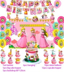 Princess Peach Party Decorations,Birthday Party Supplies for Super Mario Part