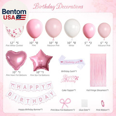 Pink Bow Birthday Party Decorations, Coquette Birthday Decorations with Bow Bann
