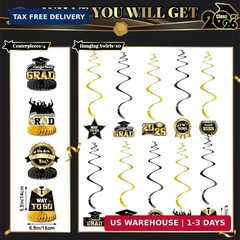 Graduation Decorations 2026-Black and Gold Graduation Party Decorations Supplies