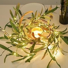 6FT Olive Garland with Lights with Timer Prelit Garland Fairy Lights Christmas