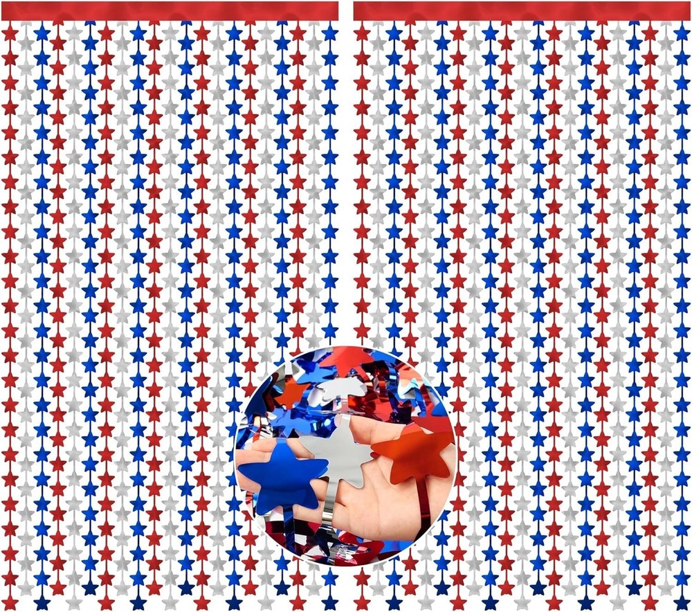 4th of July Decorations,Patriotic Decorations Backdrop,2 Pack Red White and B…