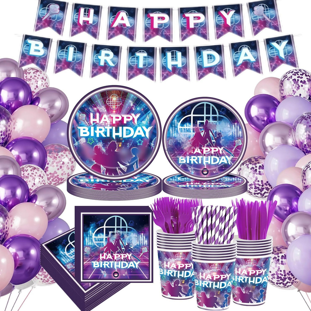 Kpop Birthday Party Decorations Serve 24, 199Pcs K Pop Party Supplies, Dinner Pl