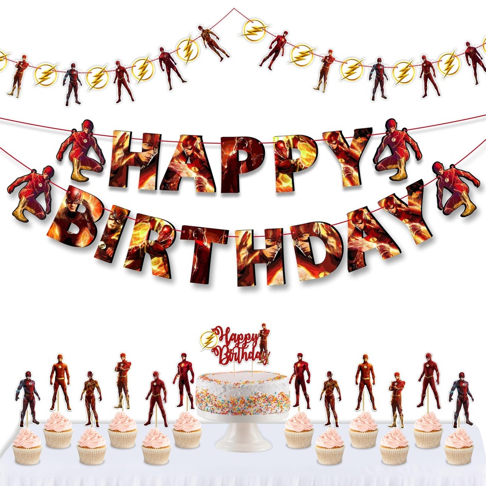 «Flsh Theme Party Supplies – Superhero Decorations Set for Boys & Girls – Inc…