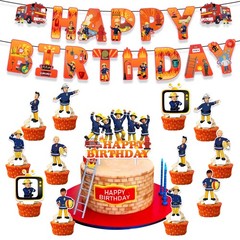 Fireman Sam Birthday Party Decor Supplies Balloons Banner Cake Toppers Kids