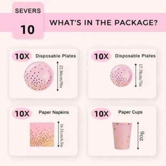 40 Pcs Pink & Rose Gold Polka Dots Party Supplies Plates Napkins Cups new
