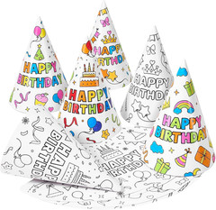 12 Pcs Birthday Party Hats Assorted Themes Cone Paper Headbands | Multiple…