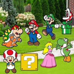 Super Mario Birthday Party Supplies – 8PCS Yard Signs with Stakes, Outdoor Decor
