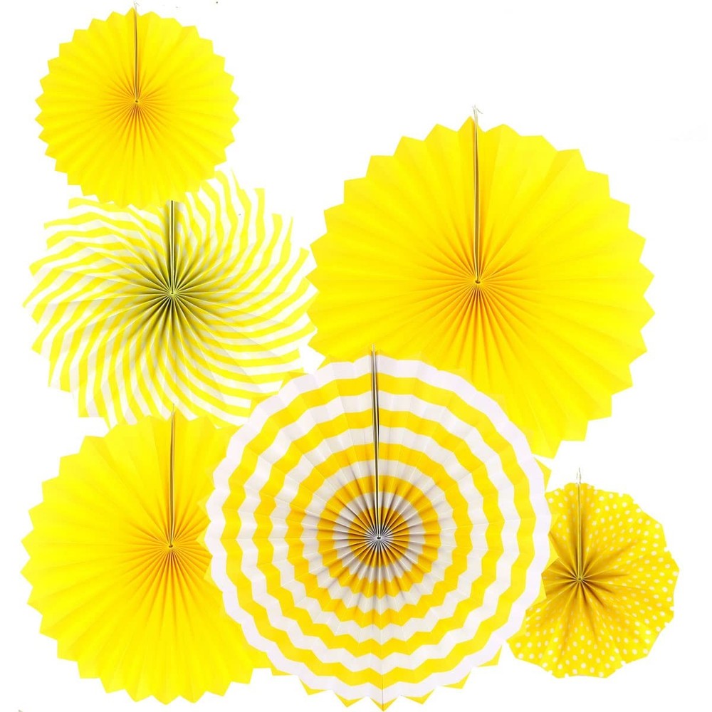 Sunshine Yellow Round Hanging Paper Fans Decorations Baby Shower Birthday Wed…