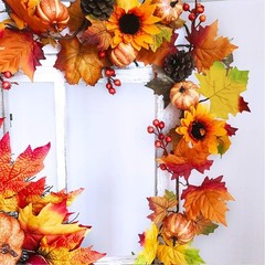 2 Pack Fall Maple Leaf Garland – 6ft/Piece Artificial Berries Sunflower Pumpkin