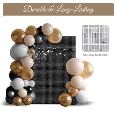 24 Pcs Black Shimmer Wall Backdrop Panels Square Sequin Party Decoration 4×6 Ft