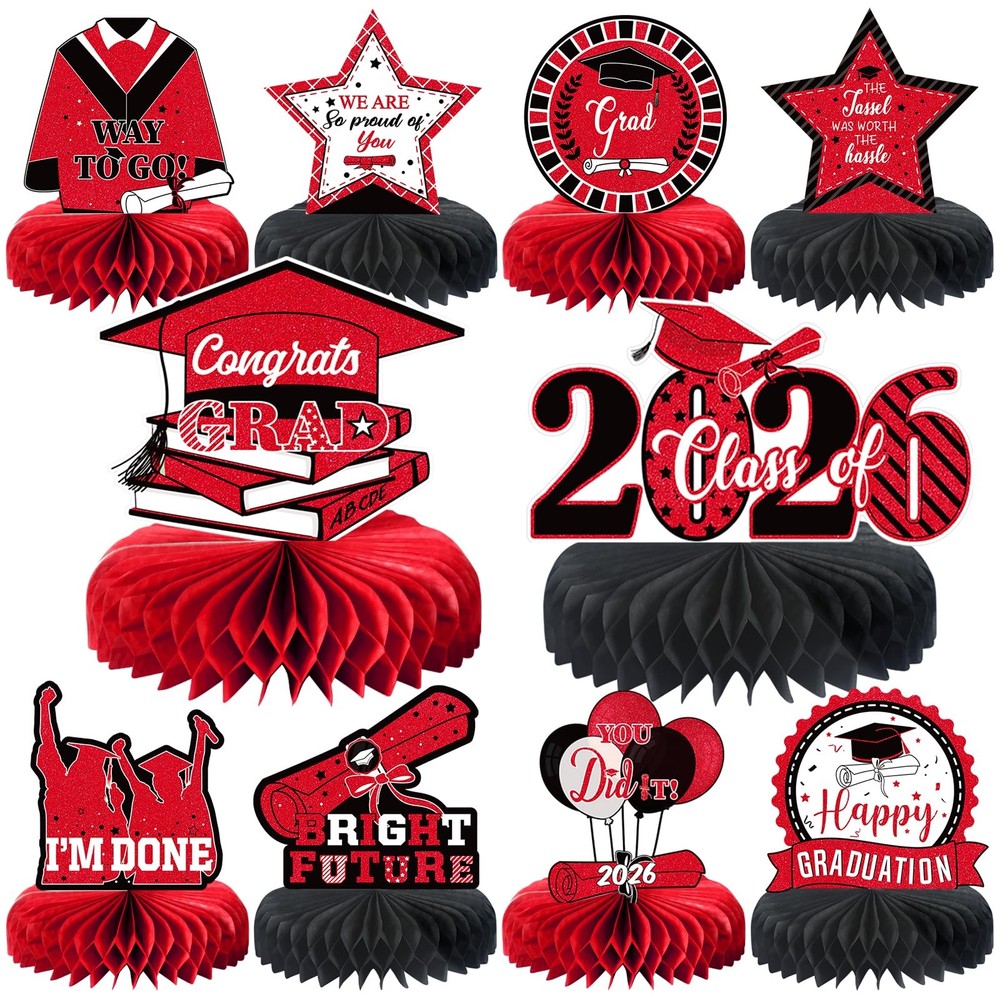 10PCS Graduation Party Decorations Class of 2026 Congrats Grad Table Centerpi…