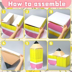 Large Classroom Theme Decoration Boxes Back To School Photo Props 6 PCS Set