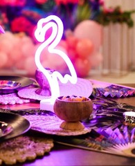 12pc Exotic Flowers & Flamingos Folding Paper & Wood Hand-Held Fans Favors #817