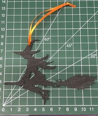 Halloween Hanging decoration Black Witch Laser Cut Painted Plywood. With Ribbon.
