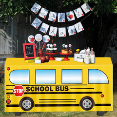 6Ft Back to School Bus Tablecloth Decorations: Welcome First Day of Party Table