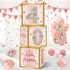 40Th Birthday Decorations Boxes for Women – 3PCS Pink Rose Gold Happy 40Th Birth