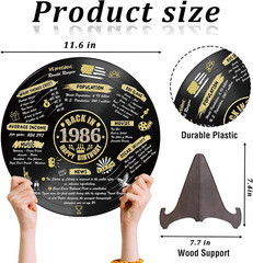 40Th Birthday Party Decorations for Men Women, Back in 1986 Poster Vinyl Record,