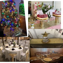 2 Packs 12 x 72 inches Gold Sequin Table Runner, Glitter Runner for Birthday