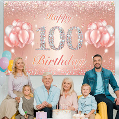 Happy 100Th Birthday Banner Backdrop – 100 Birthday Party Decorations Supplies f