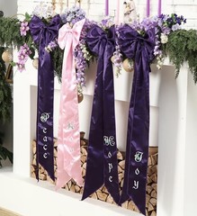 4Pcs Purple and Pink Bow Banners Decorations Home Decor with Hope Joy Peace Love