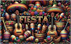 New~ Vibrant Colors Mexican Fiesta Party Decoration Fiesta Banner 71×43 inches