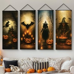 , Large Spooky Witch Pumpkin Banner Set – 47×16 Inch, Pack of 4 | Halloween D…