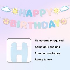 Pastel Happy Birthday Banner, Pre-Strung Rainbow Macaron multi-color